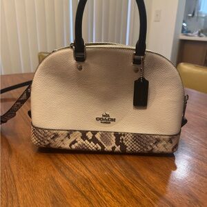 Coach Cream and Brown Mini Sierra Satchel Bag